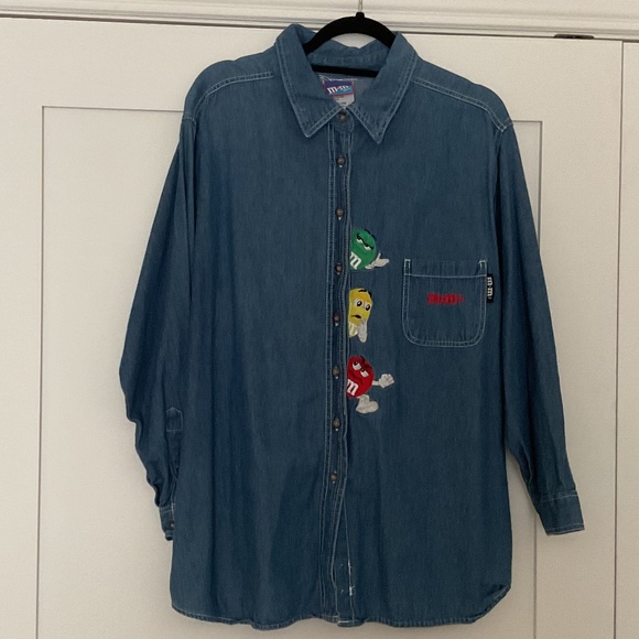 Vintage M&M Mars Candy Denim  Women’s Shirt 18W/20W Long Sleeve Button Down - Picture 1 of 3